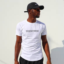 Camiseta masculina estampada com letras de algodão, casual, de manga curta, para exercícios e treino 2024 - compre barato