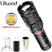 Litwod XHP120 16-core 4 Colors High Quality Led Flashlight USB Rechargeable Powerbank 18650 Battery Torch Aluminum Zoom Lantern 2024 - buy cheap