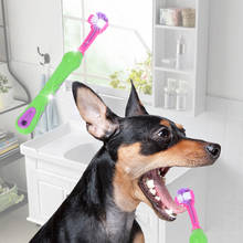 Pet Dog Toothpaste Toothbrush Three-Tooth Anti-Slip Pet Dog Tooth Cleaning Oral Dental Care Tool Supplies Cleaning Mouth 2024 - buy cheap