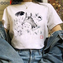 Totoro estúdio ghibli, miyazaki hayao, camiseta feminina vintage, camiseta harajuku kawaii, verão, camiseta branca 2024 - compre barato