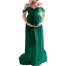 Verde vestidos de maternidade para sessão de fotos chiffon vestido de gravidez fotografia prop maxi vestidos para grávidas roupas femininas 2024 - compre barato