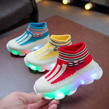 Kids Sneakers Children Baby Girls Boys Letter Mesh Led Luminous Socks Sport Run Sneakers Shoes Light Up Shoes 2024 - buy cheap