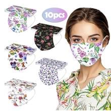 10pcs Mix Cosplay Flag Disposable Mascarilla Adult Fashion Floral Printed Bandana Facial Decor Masque Halloween Cosplay 2024 - buy cheap