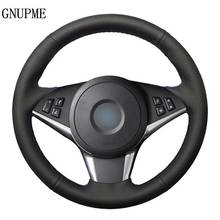 Cubierta de cuero genuino para volante de coche, accesorio negro y suave para BMW E60, E61, 530d, 545i, 550i, E63, E64, 630i, 645Ci, 650i, 2003-2010, DIY 2024 - compra barato