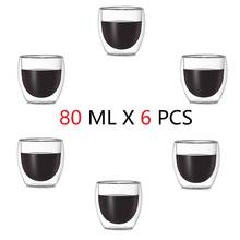 6 PCS 80 Ml Double Bottom Glasses for Coffee Milk Water Juice Creative Wine Whisky Shot Glass Cups and Mug for Tea Dropshipping 2024 - buy cheap
