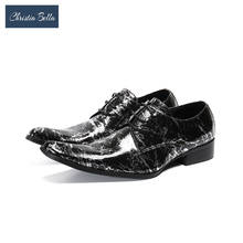 Christia Bella estampado de diseño fiesta hombres Oxford zapatos de cuero genuino zapatos de boda zapatos Brogue de negocio Oxford zapatos calzado 2024 - compra barato