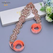 TOPQUEEN-cinturón nupcial de oro rosa para mujer, faja de novia de cristal de perla, faja de satén de boda con diamantes de imitación, joyería blanca, S161-RG 2024 - compra barato