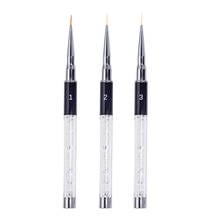 CHNRMJL 3Pcs/Set 7/9/11mm Crystal Acrylic Nail Art Brushes UV Gel Painting Drawing Liner Brush Nylon Pen Nails Manicure Tool Kit 2024 - buy cheap