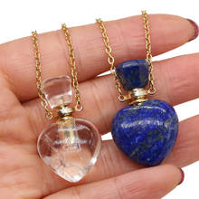 Ожерелье с кулоном в форме сердца из натурального камня, кварца, кристалла, лазурита, флакона духов, ожерелье для женщин и мужчин, ювелирные изделия 2024 - купить недорого