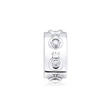 Berloque de prata 925 autêntico brilhante, coroa em forma de o, enfeite para pulseiras femininas, faça você mesmo, miçangas para fabricação de joias 2024 - compre barato