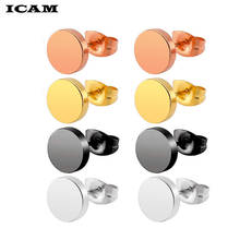 ICAM Cute Stainless Steel Stud Earrings for Women Everyday Jewelry Gift Tiny Round Earrings pendientes mujer mod 2024 - buy cheap