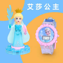Детские игрушечные часы Disney «Холодное сердце» с Микки, мультяшный Человек-паук для мальчиков и девочек, вращающаяся светящаяся музыкальная игрушка «сделай сам», часы, подарки на день рождения 2024 - купить недорого