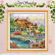 Cabin and Flowers Counted Cross Stitch 11CT 14CT Cross Stitch Set Wholesale Scenery Cross-stitch Kits Embroidery Needlework 2024 - buy cheap