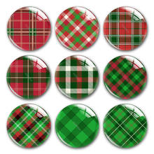 Cuadros vichy grandes de cristal, cabujones renacentistas de Navidad, rojo y verde con patrón, redondos, para hacer fotos 2024 - compra barato