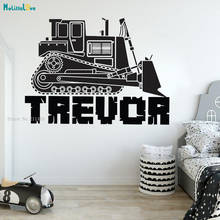 Kids Personalised Truck Wall Sticker Decal Bedroom Working Tractor Bulldozer Kids Nursery Boys Room Vinyl Murals YT3862 2024 - buy cheap