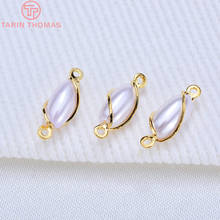 (1287)20PCS 13x4MM 24K Gold Color Brass with Pearls Oval Pendants Charms High Quality Diy Jewelry Findings Accessories 2024 - buy cheap