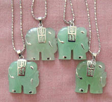 4Pcs Natural Green Jade Elephant Pendant Necklace AAA Grade 2024 - buy cheap