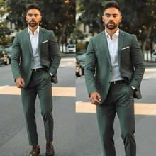 New Green Notch Lapel Men Suits Costume Homme Fashion Wedding Prom Terno Masculino Slim Fit Groom Blazer 2 Pcs(Jacket+Pant) 2024 - buy cheap