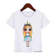 Camiseta estampa gráfica de unicórnio, camiseta de manga curta para meninas, estampa engraçada de unicórnio 2024 - compre barato