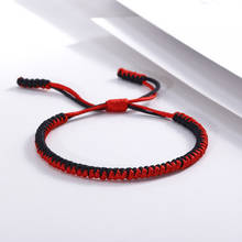 Pulseras hechas a mano de hilo rojo y negro, amuleto Budista Tibetano trenzado, cadena de nudo ajustable, pulsera de la amistad, joyería para parejas 2024 - compra barato