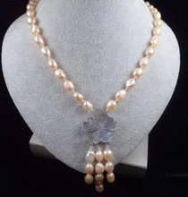 Collar de perlas de agua dulce biwa tejido a mano, colgante de concha, rosa, negro, verde y blanco 2024 - compra barato