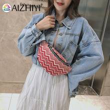 Vintage Women Printing Woven Shoulder Crossbody Bag Casual Ladies Small Chest Waist Bags Fanny Packs 2024 - buy cheap