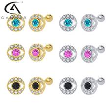 CANNER 100% 925 Sterling Silver Demon Eye Piercing Stud Earrings For Women Girl Colored Zircon Jewelry Fine Jewelry Wedding Gift 2024 - buy cheap