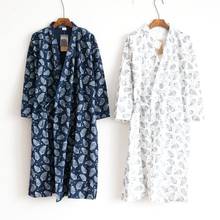 New Men's Japanese Spring Summer Yukata Homewear Cotton Gowns Woven Bathrobe Leaves Robe Japanese Kimono Traditional Cardigan 2024 - buy cheap