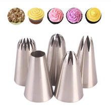 5Pcs/SET Big Size Cream Cake Icing Piping Tips Russian Nozzles Rose Pastry Tips Stainless Steel Fondant Cake Decorating Tool Lot 2024 - buy cheap