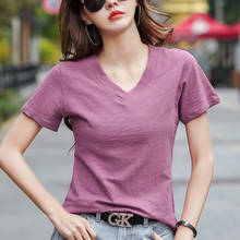 BOBOKATEER Cotton T-shirt Female Short Sleeve T Shirt Women Clothes Poleras Mujer Plus Size Woman Tshirt V-Neck T-shirty Damskie 2024 - buy cheap