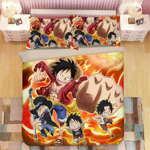 Macaco d. Luffy conjunto de cama 3d com desenhos animados, roupa de cama edredon e fronhas 2024 - compre barato