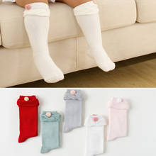 Calcetines hasta la rodilla para bebé recién nacido, calcetín de tubo largo de Jacquard de colores sólidos, transpirable, supersuave, de encaje, bola de nieve, 10 par/lote, 0-3 años 2024 - compra barato