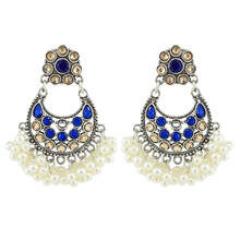 Afghan New Vintage Pearl Beads Indian Jhumki Jhumka Enamel Earrings Korean Gypsy Tribal Earring Women Party pendientes Jewelry 2024 - buy cheap