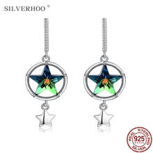 SILVERHOO 925 Sterling Silver Star Drop Earrings For Women Green Austria Crystal Earring Cubic Zircon Classic Party Fine Jewelry 2024 - buy cheap