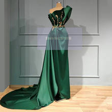 Vestido de noite sem alças verde brilhante, bainha, comprimento total, vestido de baile frisado, trem destacável, vestido formal, vestido de festa 2020, dubai 2024 - compre barato