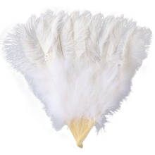 Abanico de plumas de avestruz blanco elegante, decoración de 60CM para bailarina, escenario de carnaval, accesorio para fiesta de boda, plumas artesanales DIY 2024 - compra barato