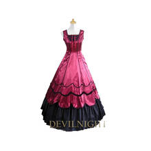 Элегантное Красное и черное готическое платье в викторианском стиле без рукавов 2024 - купить недорого