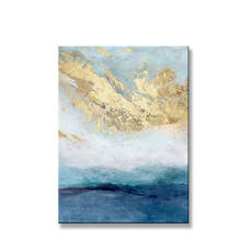 High quality Handmade abstract oil painting on canvas gold cloud on blue sky wall art picture for living room the study unframed 2024 - buy cheap