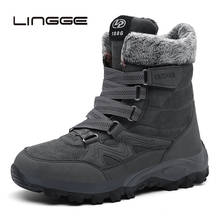 LINGGE Super Warm Mens Winter Boots Men Suede Leather Men Snow Boots Warm Plush Men Ankle Boots Mens Sneakers 39-46 2024 - buy cheap