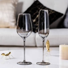 Креативные Хрустальные стеклянные чашки, серые бокалы для вина, бокалы для шампанского, бокалы для коктейлей, модные вечерние бокалы для бара, отеля, дома, свадьбы 2024 - купить недорого