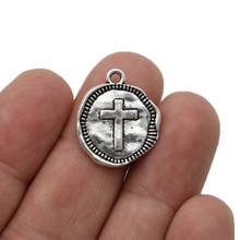 JAKONGO Tibetan Silver Plated Round Cross Charms Pendants for Jewelry Making Bracelet DIY Findings 22x19mm 10pcs 2024 - buy cheap