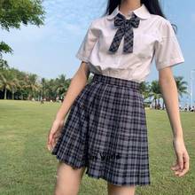 Blueberry-faldas plisadas de cintura alta para niña, vestido a cuadros para mujer, uniforme escolar JK, ropa para estudiantes 2024 - compra barato