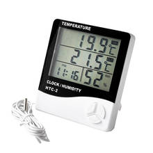 Digital higrômetro sensor de temperatura termômetro eletrônico medidor de umidade estação meteorológica ao ar livre indoor relógio 2024 - compre barato