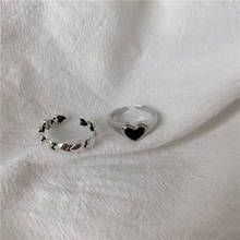 Novo preto adorável do vintage amor coração anéis moda coréia simples metal abertura anéis para mulheres meninas festa jóias atacado 2024 - compre barato