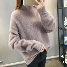 Winter Fluffy Sweater Women Jumper Loose Thick White Turtleneck Pull Femme Sweaters Pullover Winter Knitted Sweater Female 2022 2024 - buy cheap