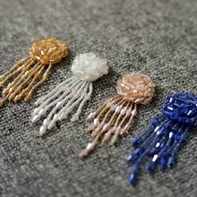 Crystal handmade beaded cloth stickers tassel badge pin clothes jacket DIY accessories decorative patch 2024 - buy cheap