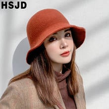 New Women Autumn Winter Designer Bucket Hats Female Fashion Solid Color Knitted Foldable Wide Brim Hat Warm Panama Fisherman Cap 2024 - buy cheap