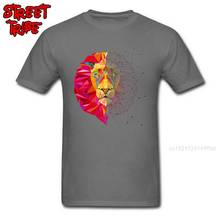 Men Tops & Tees Funky T Shirt Geometric Lion Print Tshirt Newest O-Neck T-shirts 100% Cotton Fabric Design Clothes Wholesale 2024 - buy cheap