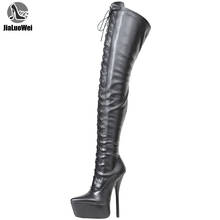 JIALUOWEI Womans Steampunk Stiletto Black Sexy Lace Up Over Knee Thigh High Boots Stretch 2024 - buy cheap