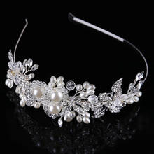 Luxury Pearl Flower Bride Hair Accessories Hairband Crown Headdress Rhinestones Tiara Headband Crystal Wedding Headpiece Jewelry 2024 - buy cheap